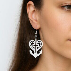 Heart Anchor Cross dangle Earrings w/ 925 Silver Hooks – Lightweight M 3D-Print
